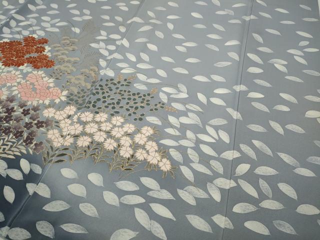 平和屋着物●訪問着　刺繍　草花尽くし　暈し染め　金彩　正絹　逸品　CAAX4446ut