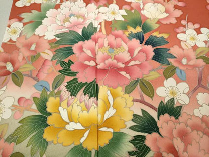 平和屋着物●豪華振袖　友禅　作家物　鴛鴦枝花文　暈し染め　正絹　逸品　CAAX4448ut