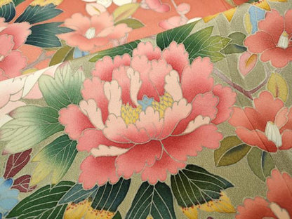 平和屋着物●豪華振袖　友禅　作家物　鴛鴦枝花文　暈し染め　正絹　逸品　CAAX4448ut