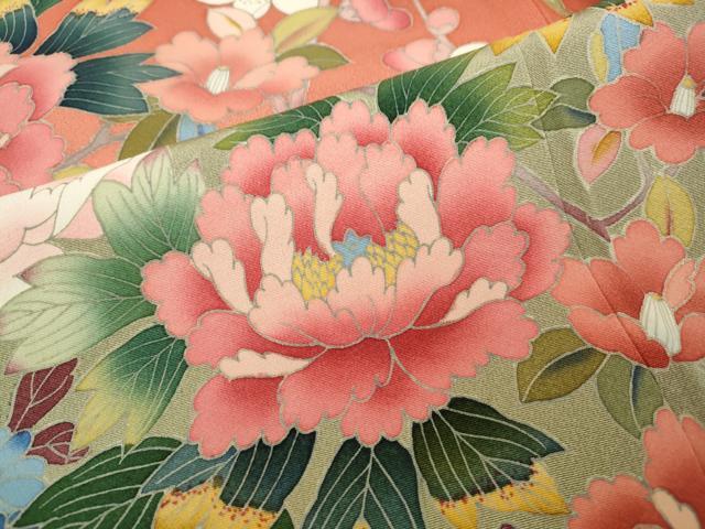平和屋着物●豪華振袖　友禅　作家物　鴛鴦枝花文　暈し染め　正絹　逸品　CAAX4448ut