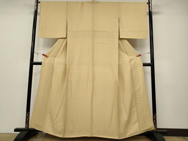 平和屋着物●上質な色無地 霞地紋 香色 正絹 逸品 CAAX4451ut