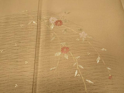 平和屋着物●訪問着 竹屋町刺繍 枝花文 金彩 正絹 逸品 CAAX4452ut