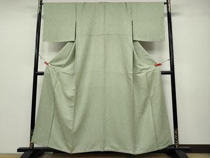 平和屋着物●上質な色無地　南天地紋　裏葉柳色　正絹　逸品　CAAX4461ut