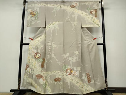 平和屋着物●訪問着 雪輪草花文 暈し染め 金彩 正絹 逸品 CAAX4467ut