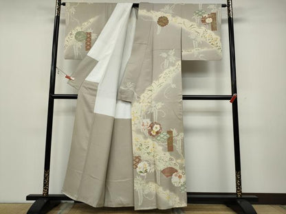 平和屋着物●訪問着 雪輪草花文 暈し染め 金彩 正絹 逸品 CAAX4467ut