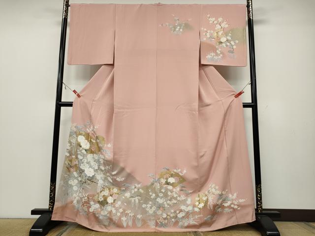 平和屋着物●訪問着 地紙花車文 暈し染め 金彩 正絹 逸品 CAAX4470ut