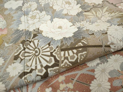 平和屋着物●訪問着 地紙花車文 暈し染め 金彩 正絹 逸品 CAAX4470ut