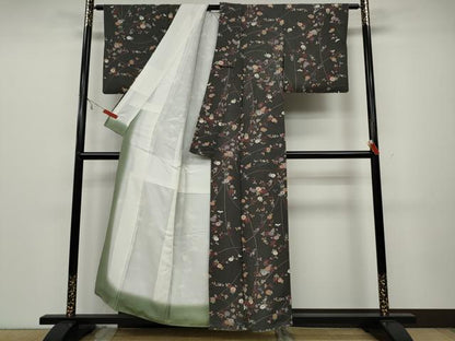平和屋着物●上質な小紋 枝花文 金彩 正絹 逸品 CAAX4477ut