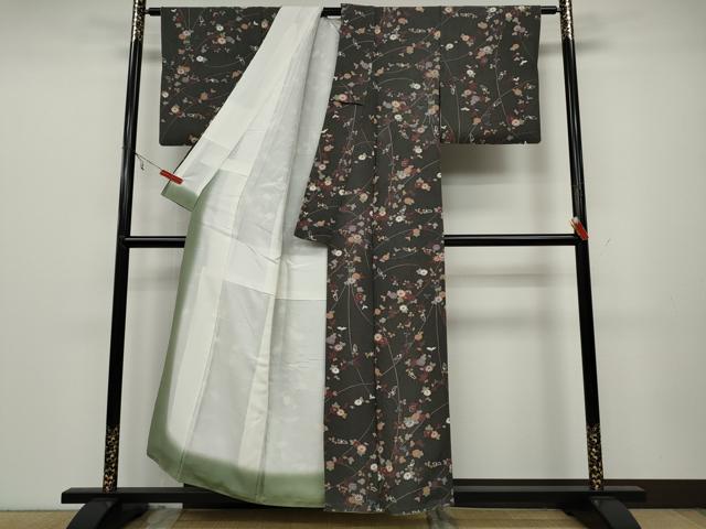 平和屋着物●上質な小紋 枝花文 金彩 正絹 逸品 CAAX4477ut
