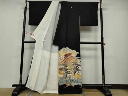 平和屋着物●本加賀友禅作家 白坂幸蔵 黒留袖 風景草花文 正絹 逸品 CAAX4516ut