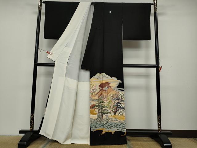 平和屋着物●本加賀友禅作家 白坂幸蔵 黒留袖 風景草花文 正絹 逸品 CAAX4516ut