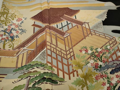 平和屋着物●本加賀友禅作家 白坂幸蔵 黒留袖 風景草花文 正絹 逸品 CAAX4516ut
