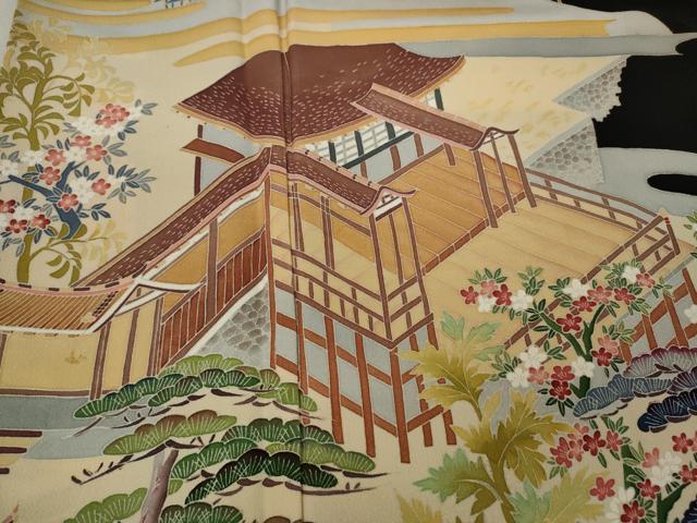 平和屋着物●本加賀友禅作家 白坂幸蔵 黒留袖 風景草花文 正絹 逸品 CAAX4516ut