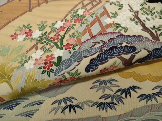 平和屋着物●本加賀友禅作家 白坂幸蔵 黒留袖 風景草花文 正絹 逸品 CAAX4516ut