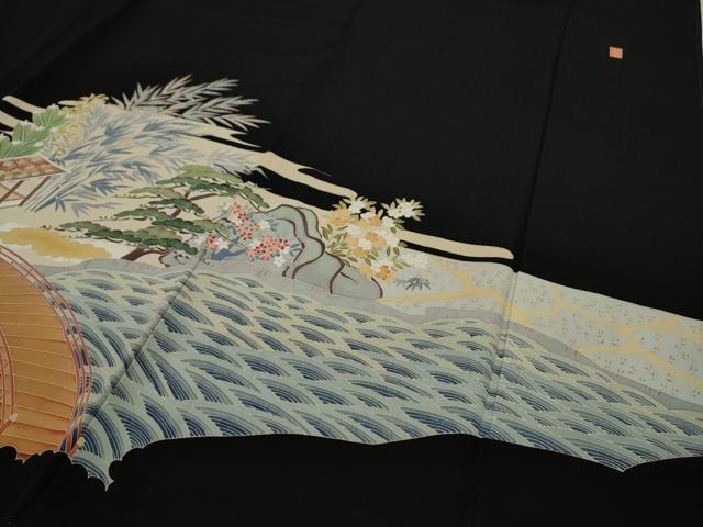 平和屋着物●本加賀友禅作家 白坂幸蔵 黒留袖 風景草花文 正絹 逸品 CAAX4516ut