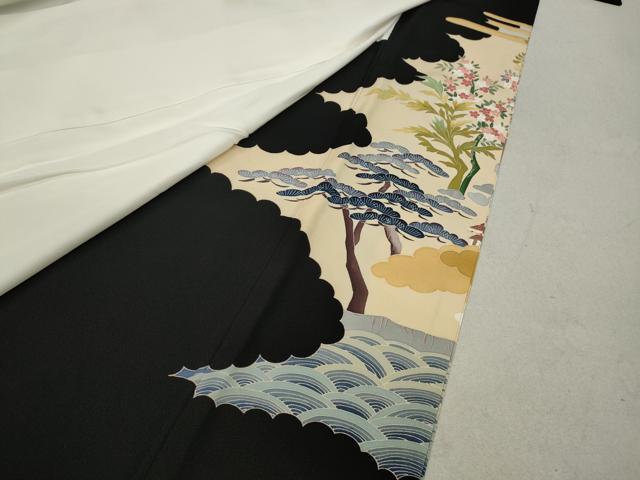 平和屋着物●本加賀友禅作家 白坂幸蔵 黒留袖 風景草花文 正絹 逸品 CAAX4516ut