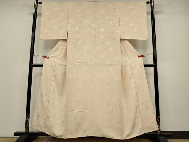 平和屋着物●上質な色無地　舞花地紋　肌色　正絹　逸品　CAAX4525ut