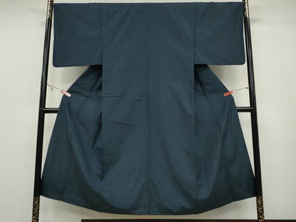 平和屋着物●男性 紬 鉄御納戸色 正絹 逸品 CAAX4531ut