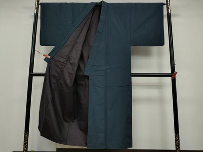 平和屋着物●男性 紬 鉄御納戸色 正絹 逸品 CAAX4531ut