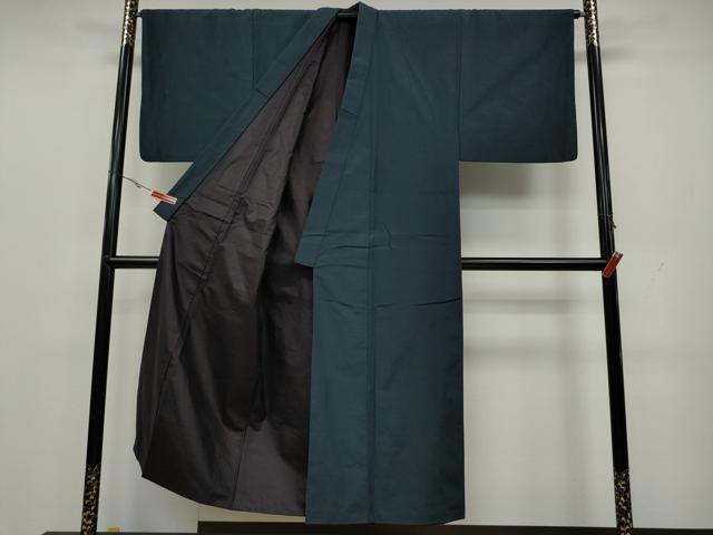 平和屋着物●男性 紬 鉄御納戸色 正絹 逸品 CAAX4531ut