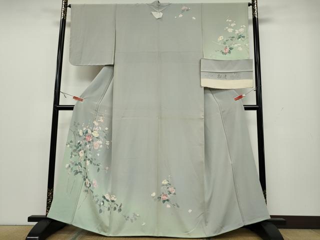 平和屋着物●訪問着 枝椿 暈し染め 反端付き 正絹 逸品 CAAX4549ut