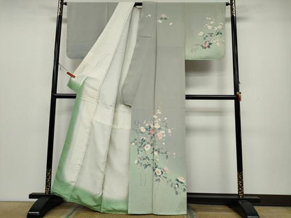 平和屋着物●訪問着 枝椿 暈し染め 反端付き 正絹 逸品 CAAX4549ut