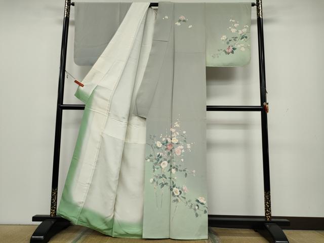 平和屋着物●訪問着 枝椿 暈し染め 反端付き 正絹 逸品 CAAX4549ut