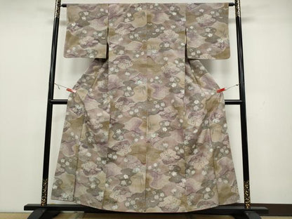 平和屋着物●小千谷紬 立波草花文 正絹 逸品 CAAX4552ut