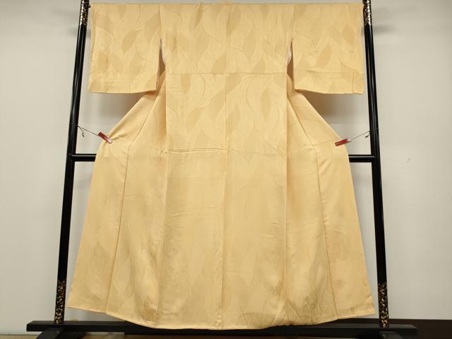 平和屋着物●上質な色無地　舞葉地紋　杏色　正絹　逸品　CAAX4556ut