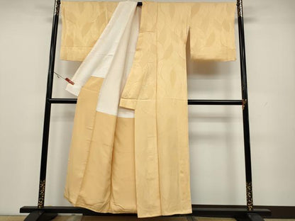 平和屋着物●上質な色無地　舞葉地紋　杏色　正絹　逸品　CAAX4556ut