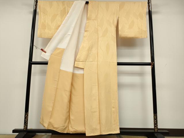 平和屋着物●上質な色無地　舞葉地紋　杏色　正絹　逸品　CAAX4556ut