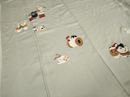 平和屋着物●訪問着　刺繍　動物玩具文　正絹　逸品　CAAX4559ut