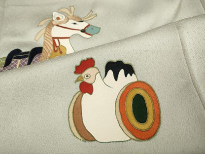 平和屋着物●訪問着　刺繍　動物玩具文　正絹　逸品　CAAX4559ut