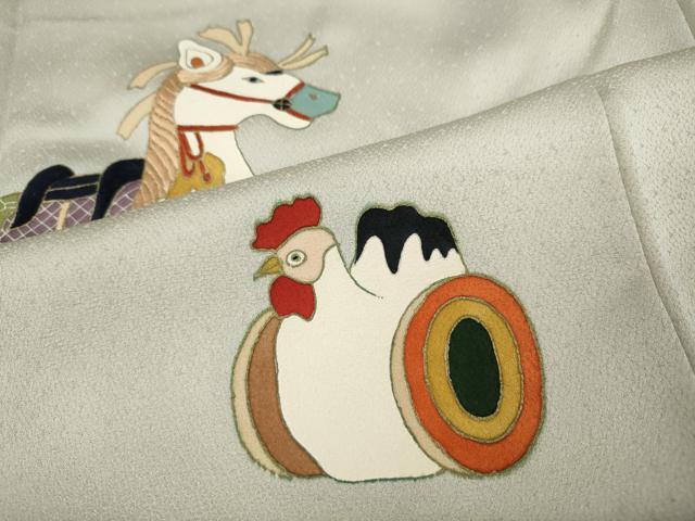 平和屋着物●訪問着　刺繍　動物玩具文　正絹　逸品　CAAX4559ut