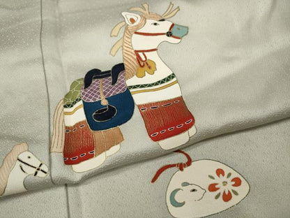 平和屋着物●訪問着　刺繍　動物玩具文　正絹　逸品　CAAX4559ut