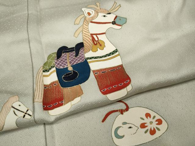 平和屋着物●訪問着　刺繍　動物玩具文　正絹　逸品　CAAX4559ut