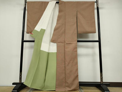 平和屋着物●上質なお召 吉野間道 正絹 逸品 CAAX4565ut