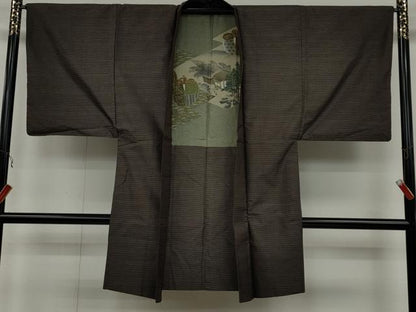 平和屋着物●男性 本場大島紬 アンサンブル 格子柄 正絹 逸品 CAAX4571ut