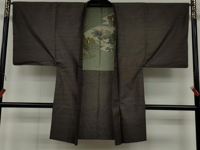 平和屋着物●男性 本場大島紬 アンサンブル 格子柄 正絹 逸品 CAAX4571ut