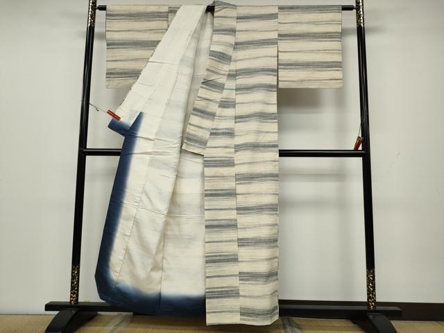 平和屋着物●上質な紬 横段霞文 正絹 逸品 CAAX4578ut