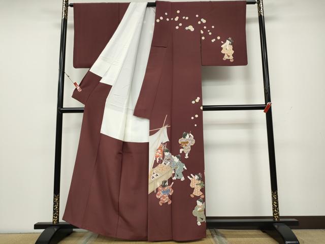平和屋着物●十日町友禅作家　関口遼一　訪問着　童子遊び　祭り　正絹　逸品　CAAX4579ut