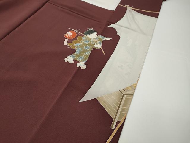 平和屋着物●十日町友禅作家　関口遼一　訪問着　童子遊び　祭り　正絹　逸品　CAAX4579ut