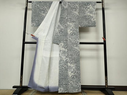 平和屋着物●上質な小紋 型染め 風景草花文 鬼しぼ縮緬 正絹 逸品 CAAX4584ut