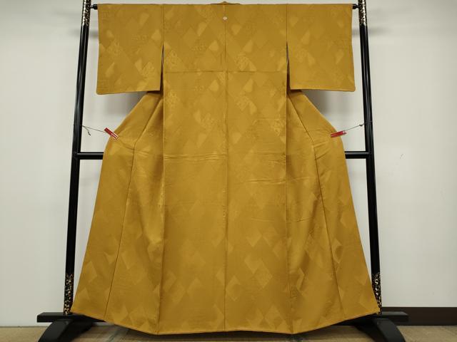 平和屋着物●上質な色無地 菱花地紋 櫨染色 正絹 逸品 CAAX4590ut