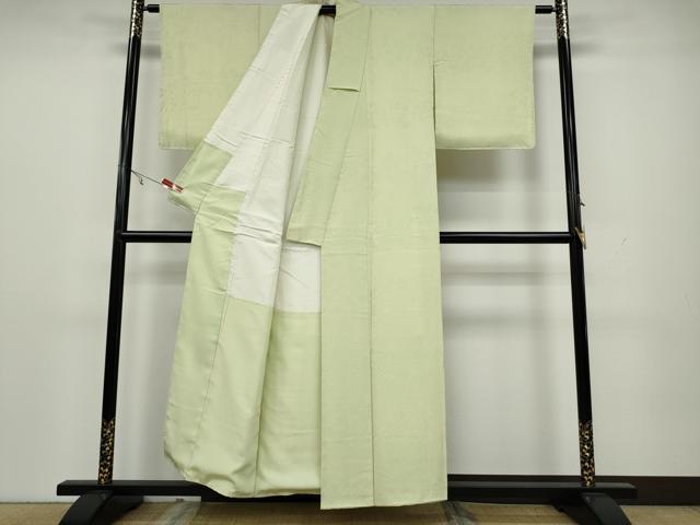 平和屋着物●上質な色無地 枝葉地紋 若芽色 正絹 逸品 CAAX4595ut