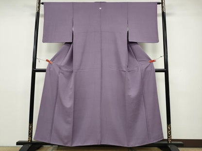 平和屋着物●上質な色無地 霞地紋 古代紫色 正絹 逸品 CAAX4596ut