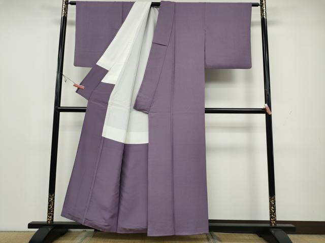 平和屋着物●上質な色無地 霞地紋 古代紫色 正絹 逸品 CAAX4596ut