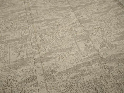 平和屋着物●結城紬 100亀甲 人物風景花文 正絹 逸品 CAAX4609ut