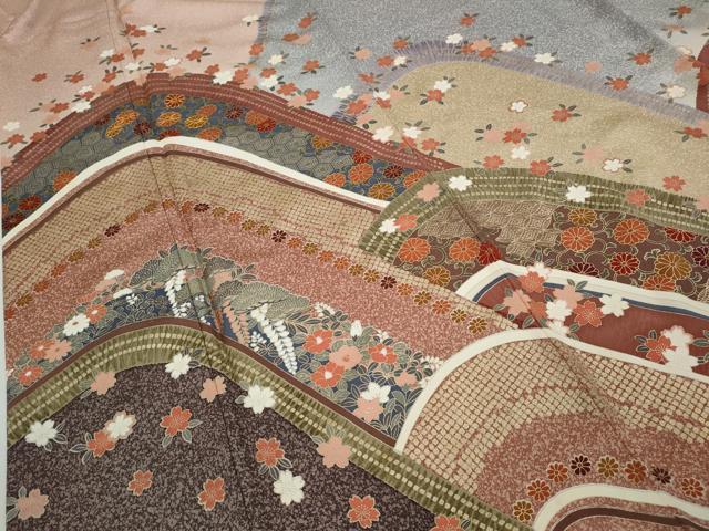 平和屋着物●訪問着　駒刺繍　吉祥草花文　金彩　正絹　逸品　CAAX4618ut
