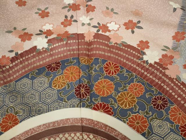 平和屋着物●訪問着　駒刺繍　吉祥草花文　金彩　正絹　逸品　CAAX4618ut